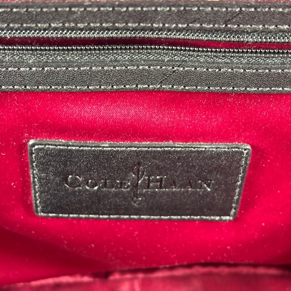 Cole Haan Satchel Shoulder Bag Black Reptile‎ Embossed Leather Designer Handbag - Picture 13 of 16